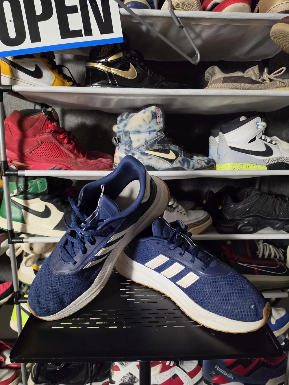 🔥 adidas Cloudfoam Men Size 14 Navy and White Athletic Running Shoes